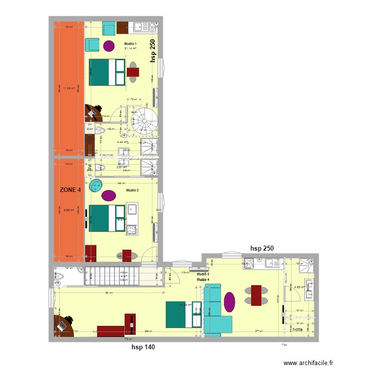 studios etage  ZONE 4  1502. Plan de 0 pièce et 0 m2