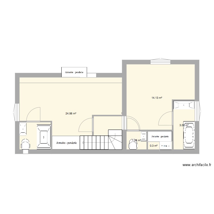 Projet petite maison 1er étage. Plan de 0 pièce et 0 m2