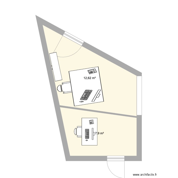 entrée pornich modifiée 2. Plan de 2 pièces et 21 m2