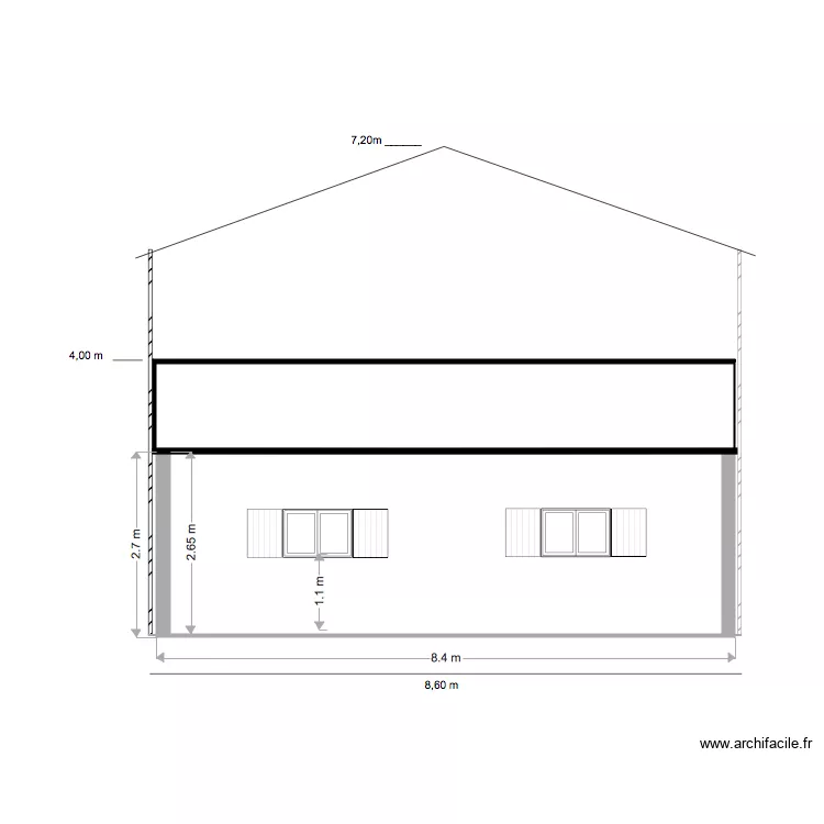 Garage cot&eacute; Est P1. Plan de 