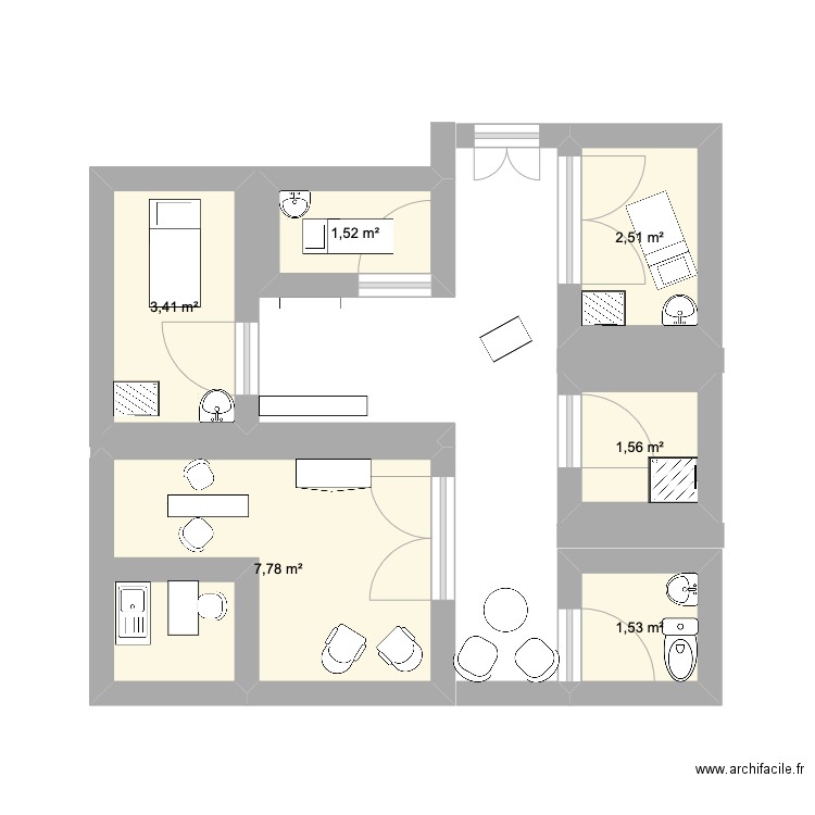 plan institut. Plan de 6 pièces et 18 m2