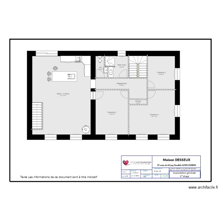 Plan 1er DESSEUX. Plan de 10 pièces et 108 m2