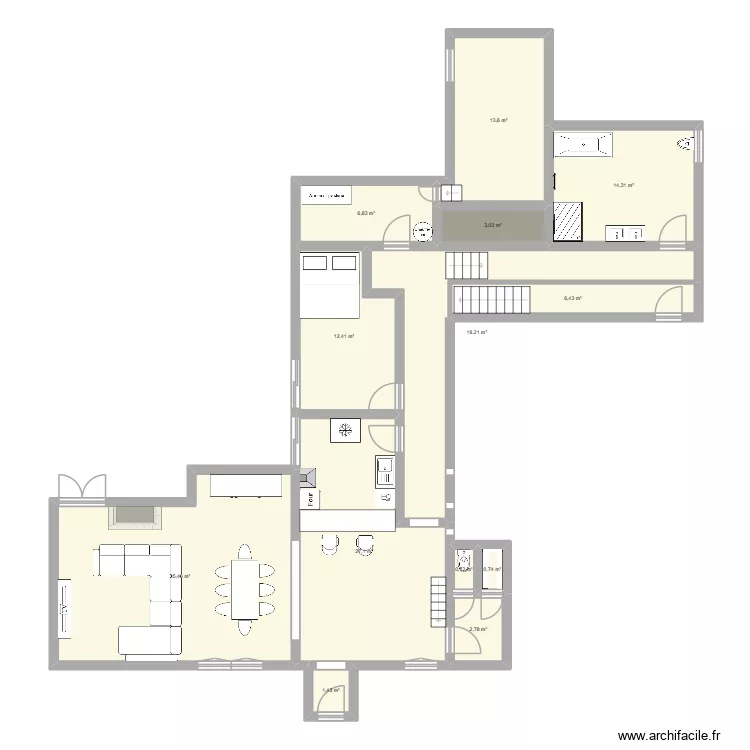 plan uchaux. Plan de 13 pièces et 143 m²