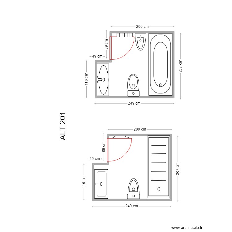 188. Plan de 2 pièces et 8 m2