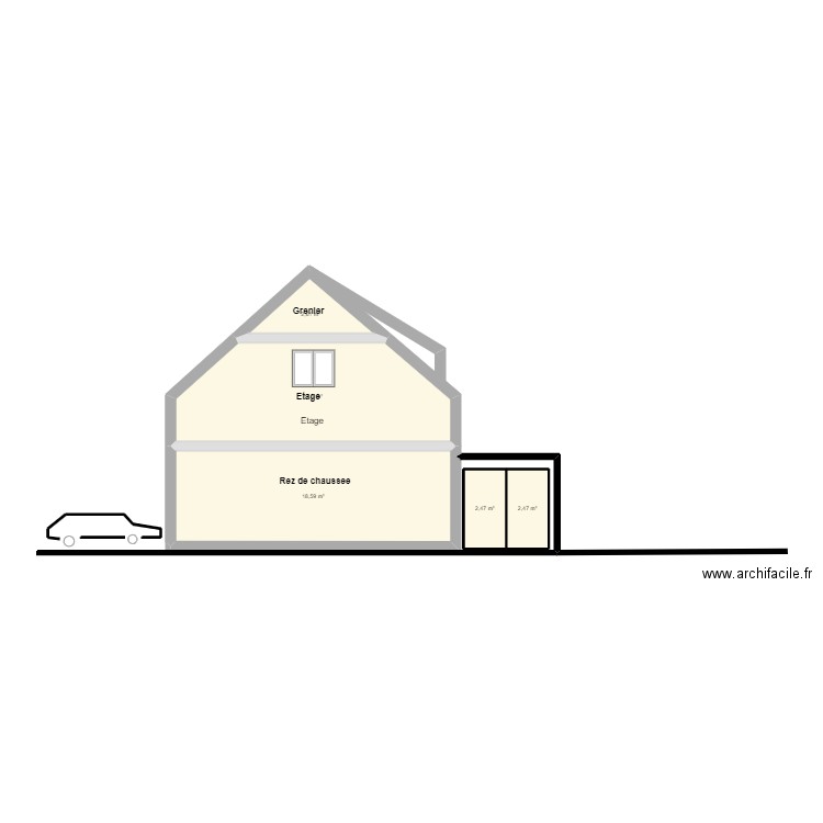 coupe . Plan de 0 pièce et 0 m2