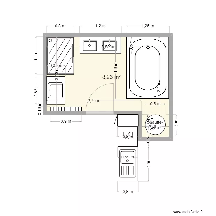 Tongrinne - Salle de bain 3. Plan de 