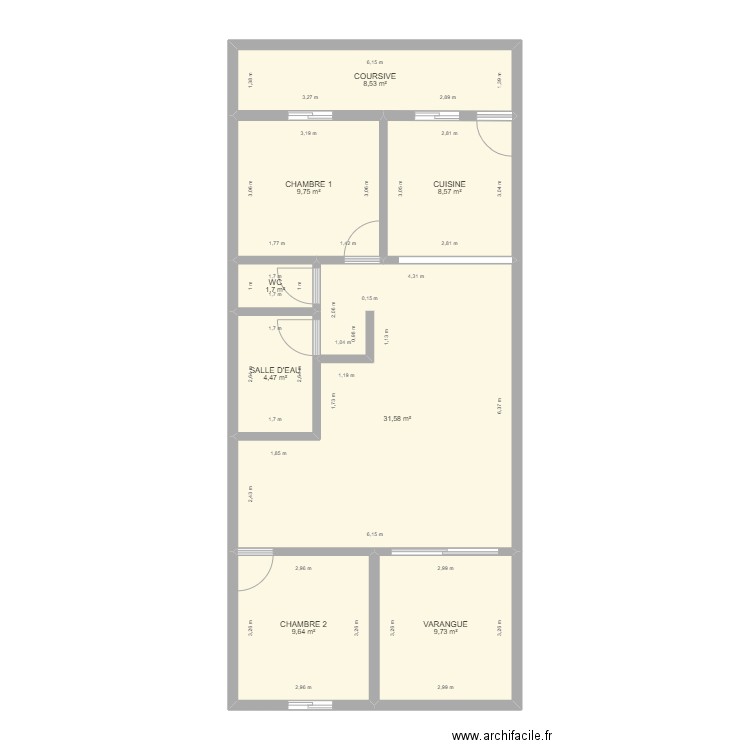 PROJET APPT TYPE . Plan de 8 pièces et 84 m2