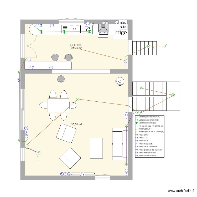 cuisine salon sylvain. Plan de 0 pièce et 0 m2