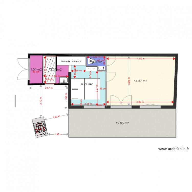 MOBIL HOME MONTA SDB GAUCHE 3. Plan de 0 pièce et 0 m2