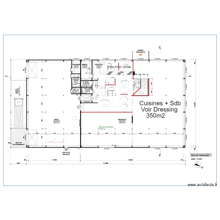 Rez de chaussée Avec espace Gautier. Plan de 0 pièce et 0 m2