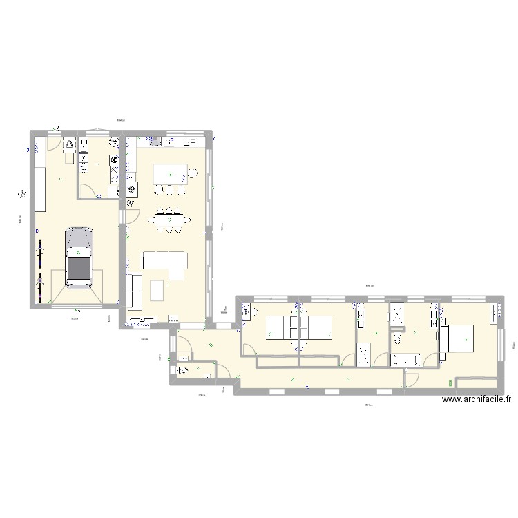 Maison en L_v3. Plan de 13 pièces et 184 m2
