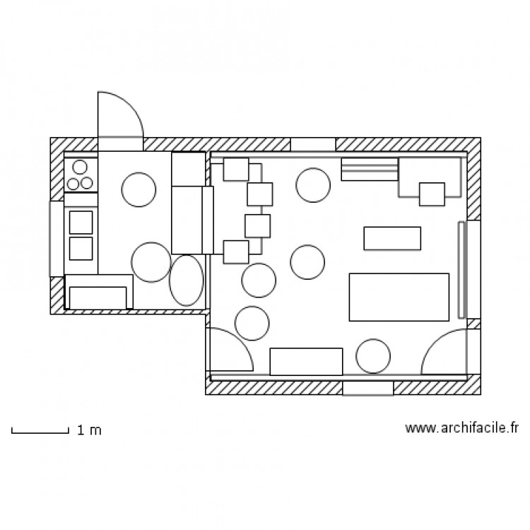 Plan séjour avec cuisine ouverte configuration 2 table contre le mur T3 BJG 16 Nov 2011. Plan de 0 pièce et 0 m2