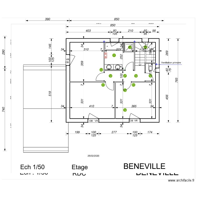 Beneville. Plan de 0 pièce et 0 m2
