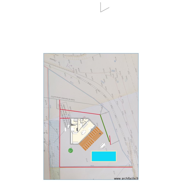 RDC pentagone bis. Plan de 6 pièces et 73 m2