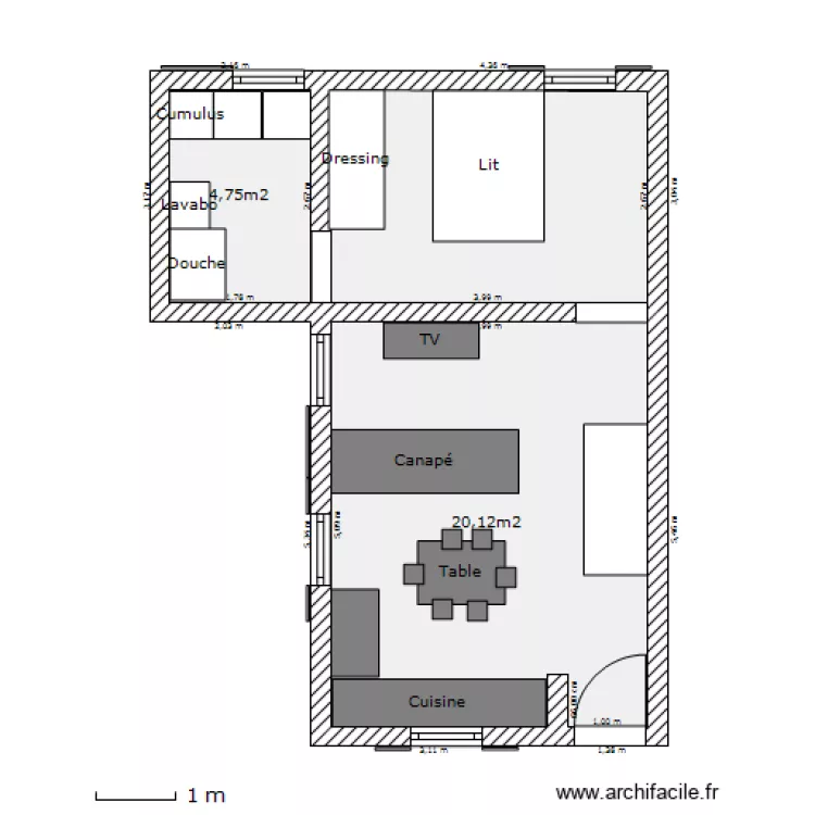 Appartement T2 LUCCIANA. Plan de 