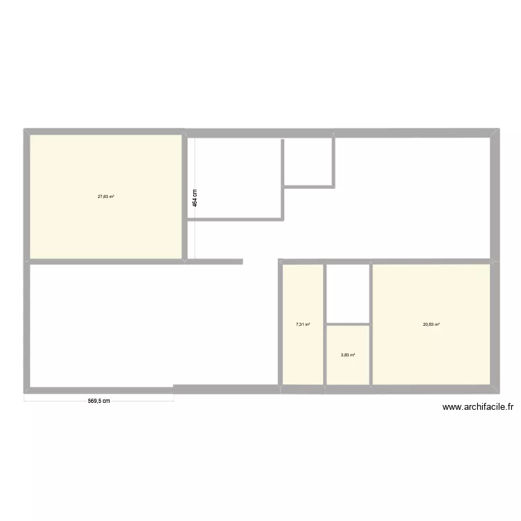 Murdines 28 Rez-de-chauss&eacute;e. Plan de 4  et 60 m²