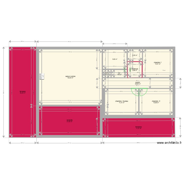 nouveau montmaur. Plan de 13 pièces et 168 m2