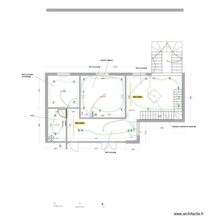 hall et couloir &eacute;tage - BA13. Plan de 