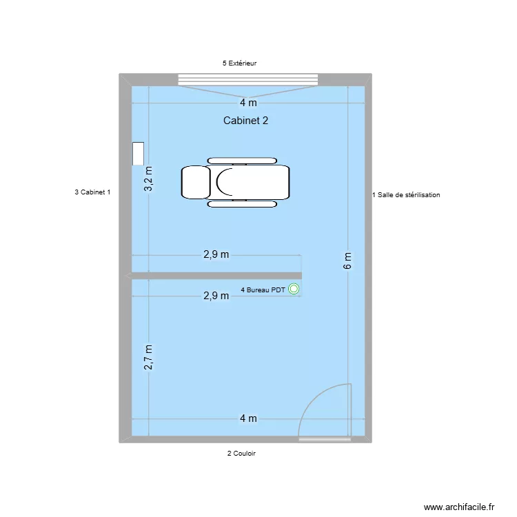 31254 Cabinet 2. Plan de 1  et 24 m²