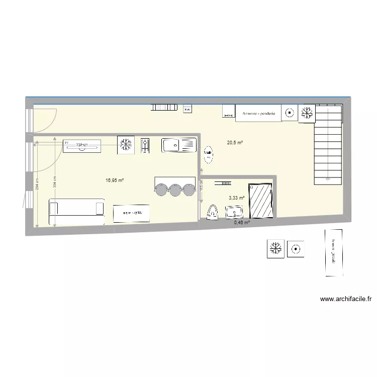 rdc 4 septembre laverie derriere sdb. Plan de 