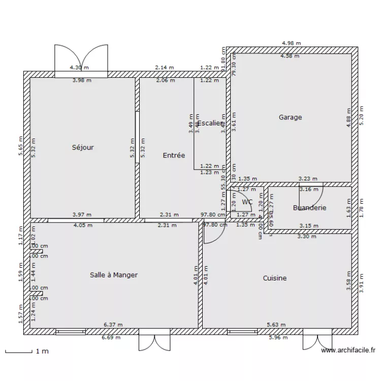 Maison RDC et cotes. Plan de 