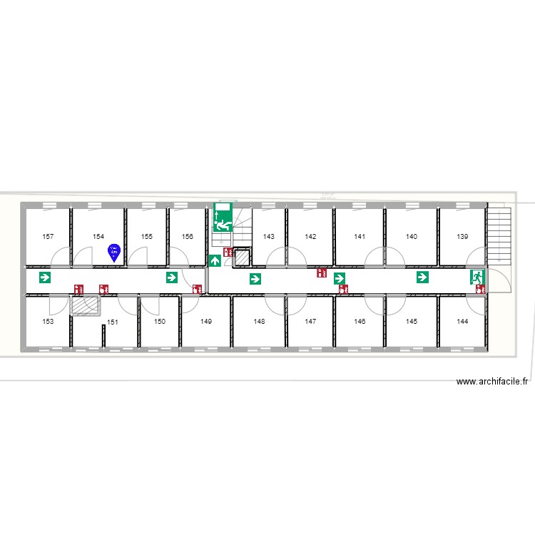 Plan évacuation rocade Chambre 154. Plan de 0 pièce et 0 m2