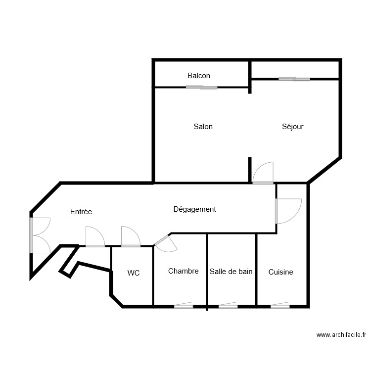 amiante. Plan de 9 pièces et 52 m2