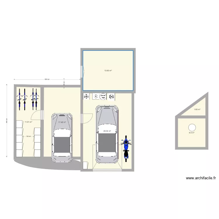 Extension cot&eacute; maison. Plan de 