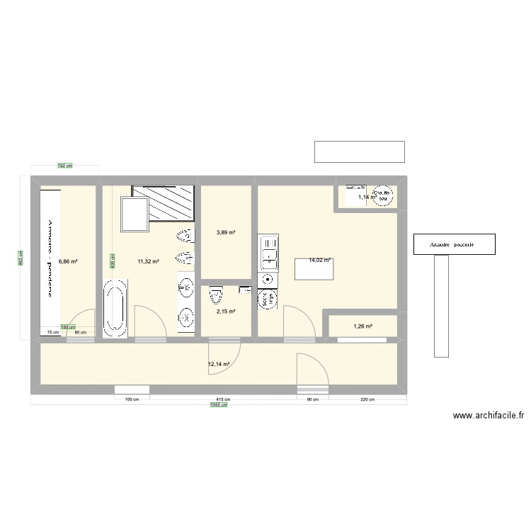 Remise 3. Plan de 8 pièces et 53 m2