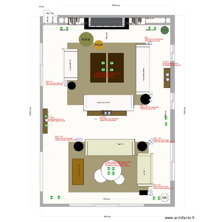 Salon - La Rémondière - V3. Plan de 1 pièce et 86 m2