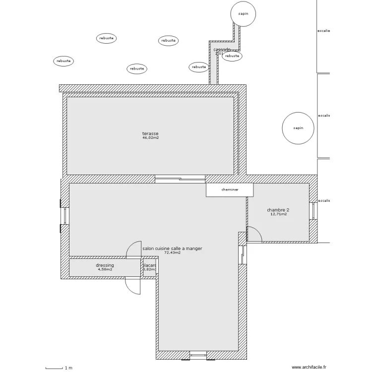 plan  projet fini avec terrain . Plan de 