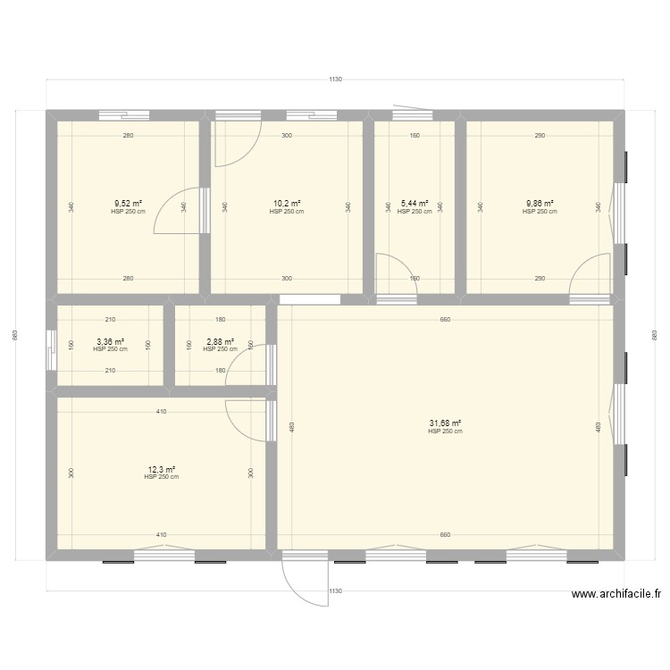 g16. Plan de 8 pièces et 85 m2