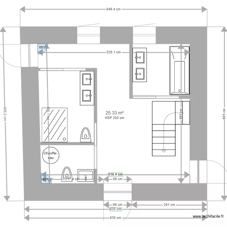 cr&eacute;ation sdb. Plan de 
