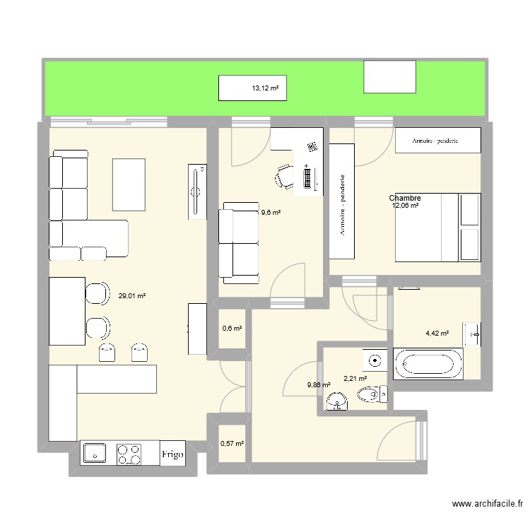 appartement_66m2_jacques_kable. Plan de 0 pièce et 0 m2