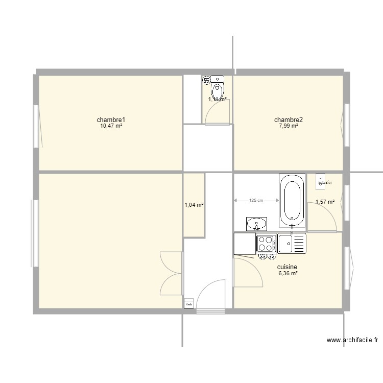 MAILLET2. Plan de 7 pièces et 43 m2