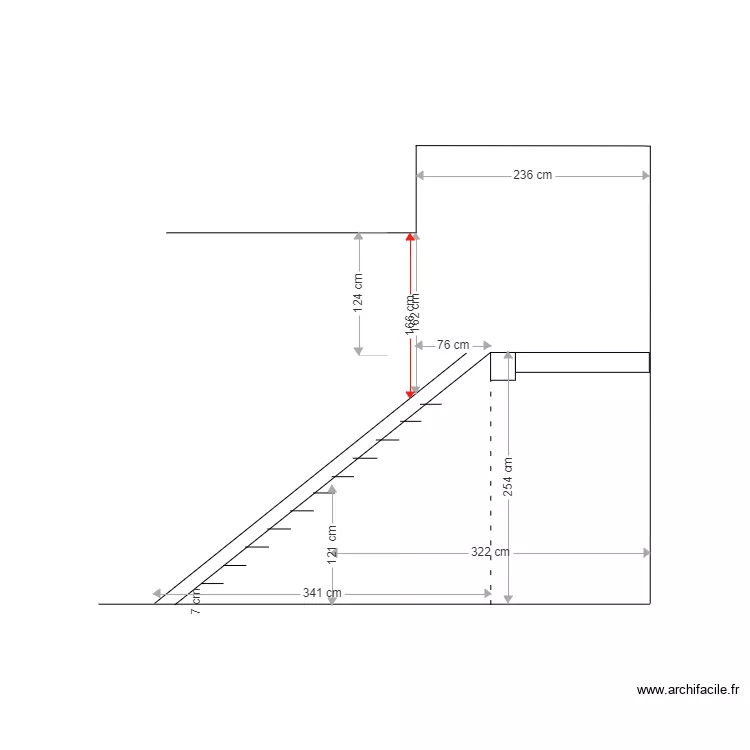 Escalier Mezzanine Entrée Départ 165 Hauteur 254 sur 14. Plan de Escalier Mezzanine Entrée Départ 165 Hauteur 254 sur 14. Plan de