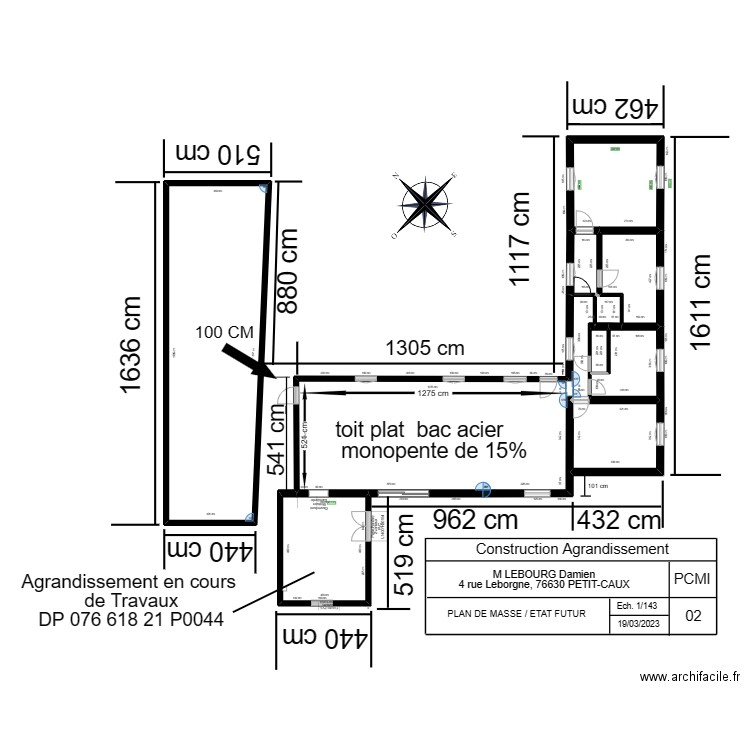 Plan de la maison pour travaux sans grange refaite. Plan de 11 pièces et 213 m2