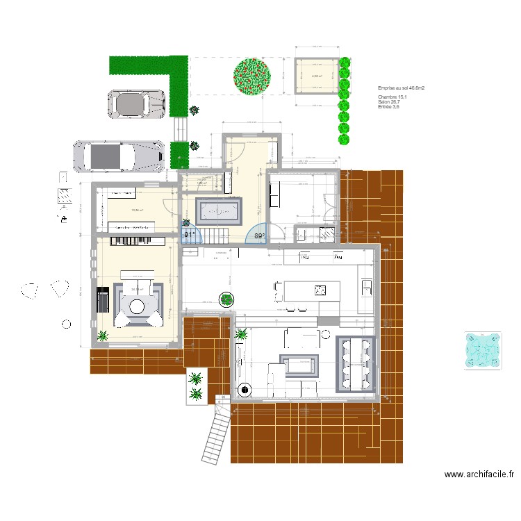 Extension 6. Plan de 5 pièces et 60 m2