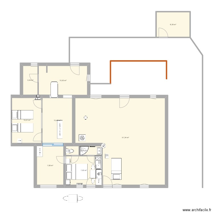 appart 2 v6. Plan de 9 pièces et 111 m2