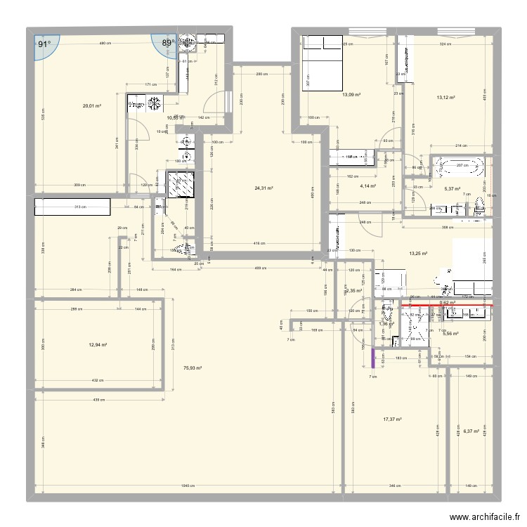 New 2 modifie. Plan de 17 pièces et 227 m2