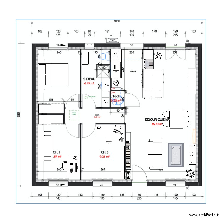 Projet Maison. Plan de 0 pièce et 0 m2