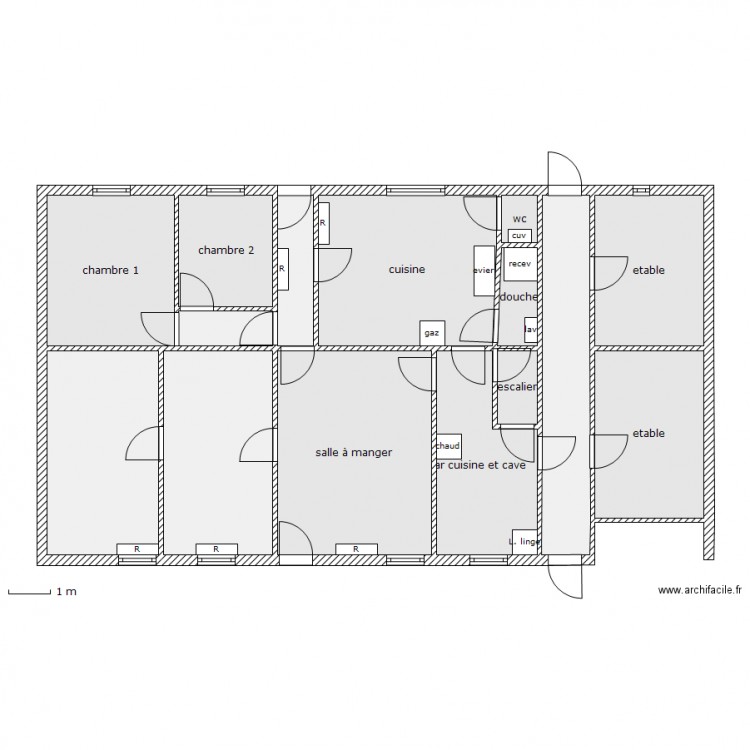 fermette avant sdb. Plan de 0 pièce et 0 m2