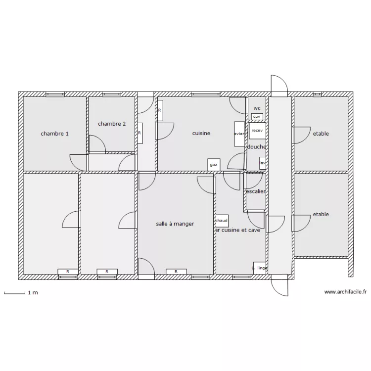 fermette avant sdb. Plan de 