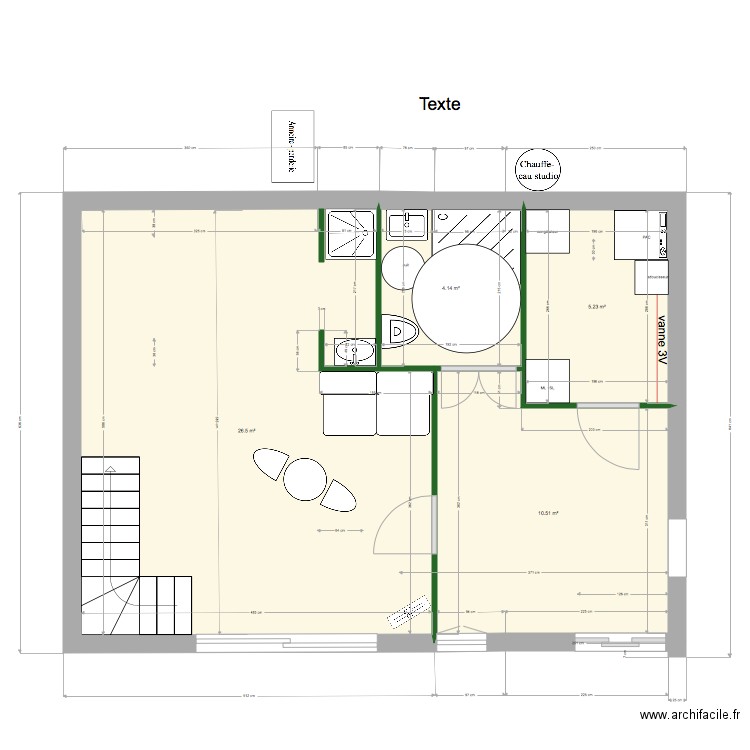 sdb et chaufferie au NORD der et mezza 19 02. Plan de 0 pièce et 0 m2