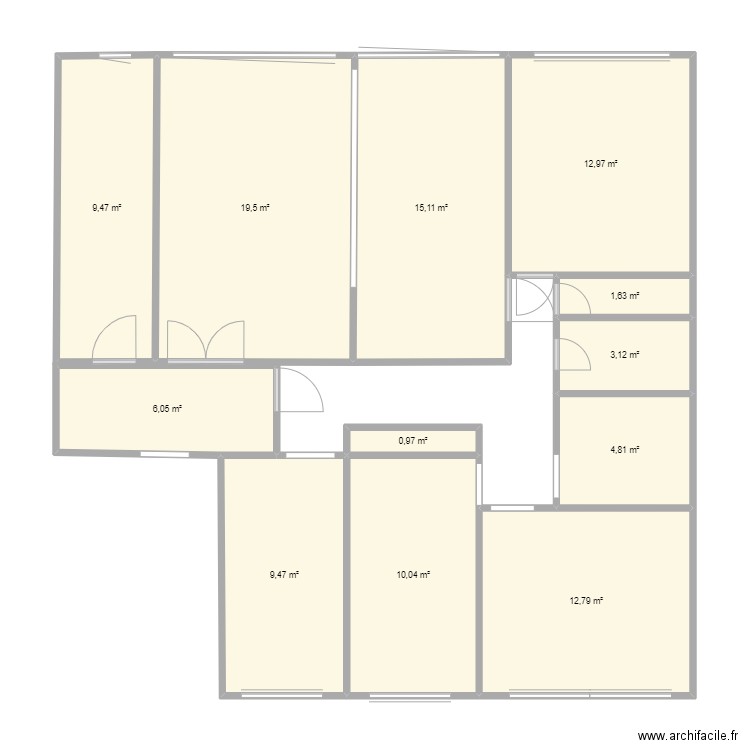 BONNIN. Plan de 12 pièces et 106 m2