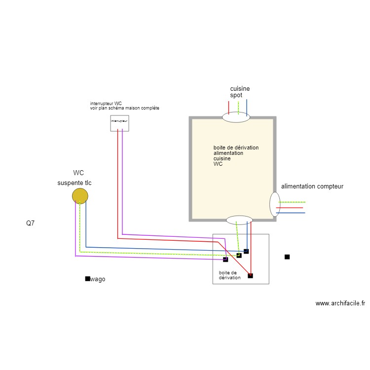  Q7 éclairage direct 1 point cuisine et  wc. Plan de 0 pièce et 0 m2