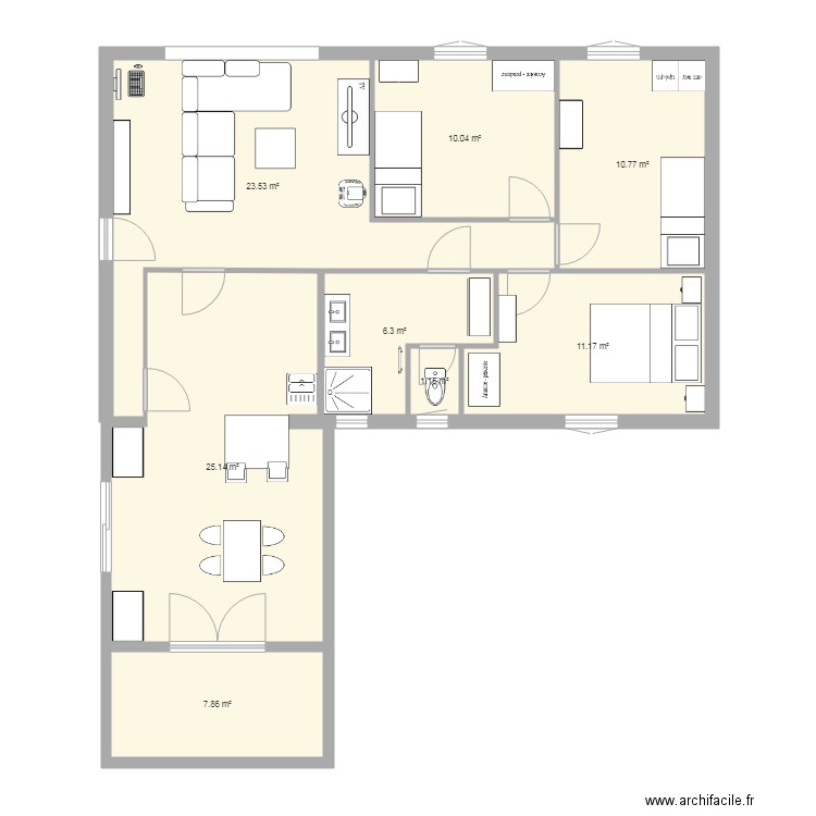 maison avec meuble et bow window. Plan de 0 pièce et 0 m2