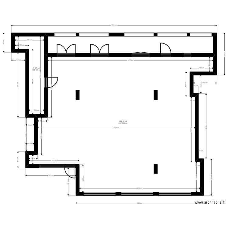 Vincennes existant Jordan. Plan de 3 pièces et 144 m2