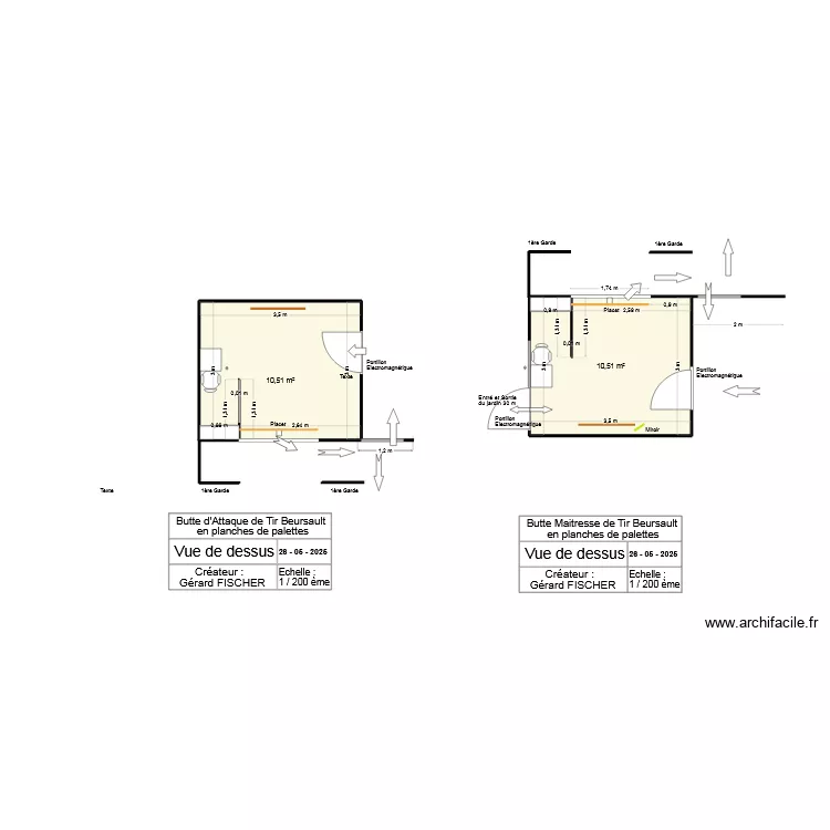 Butte de Tir Beursault 30 M. Plan de 2  et 21 m²
