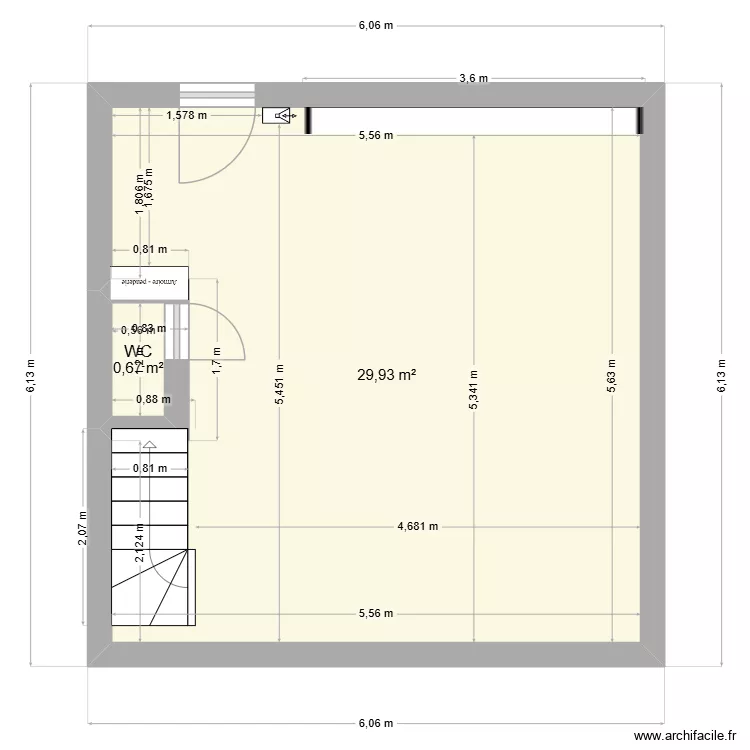RDC. Plan de 2  et 31 m²